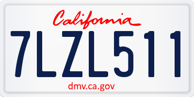 CA license plate 7LZL511