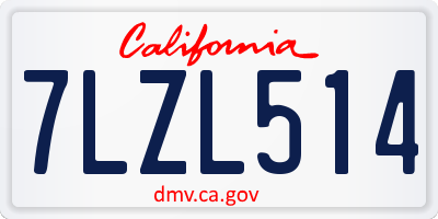 CA license plate 7LZL514