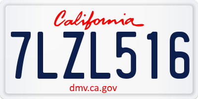 CA license plate 7LZL516