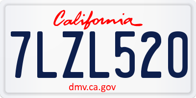 CA license plate 7LZL520