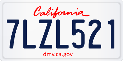 CA license plate 7LZL521