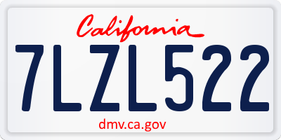 CA license plate 7LZL522