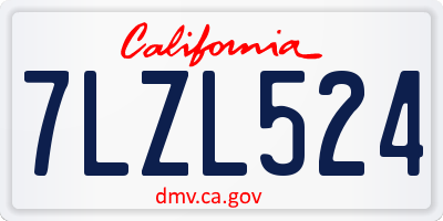 CA license plate 7LZL524