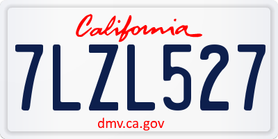CA license plate 7LZL527