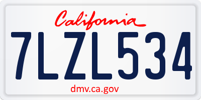 CA license plate 7LZL534