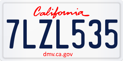 CA license plate 7LZL535