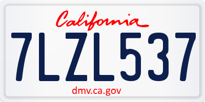CA license plate 7LZL537