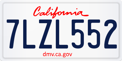 CA license plate 7LZL552