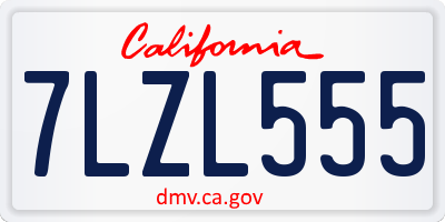 CA license plate 7LZL555