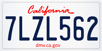 CA license plate 7LZL562