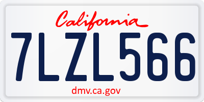 CA license plate 7LZL566