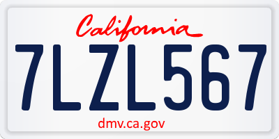 CA license plate 7LZL567
