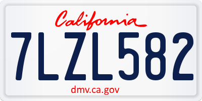 CA license plate 7LZL582