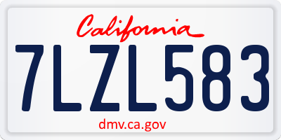 CA license plate 7LZL583