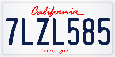 CA license plate 7LZL585
