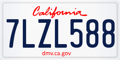 CA license plate 7LZL588