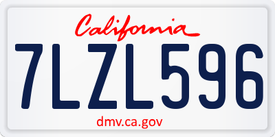 CA license plate 7LZL596