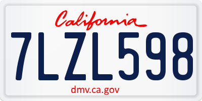 CA license plate 7LZL598
