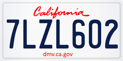 CA license plate 7LZL602