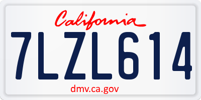 CA license plate 7LZL614