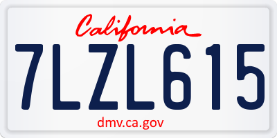 CA license plate 7LZL615