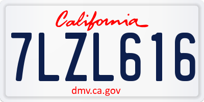 CA license plate 7LZL616