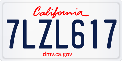 CA license plate 7LZL617