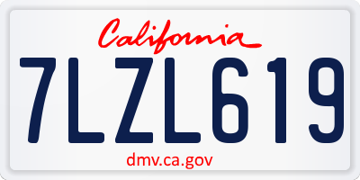 CA license plate 7LZL619