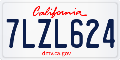 CA license plate 7LZL624