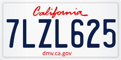 CA license plate 7LZL625