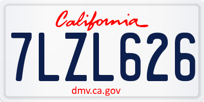 CA license plate 7LZL626