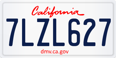 CA license plate 7LZL627