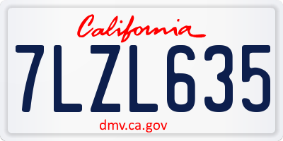 CA license plate 7LZL635