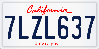 CA license plate 7LZL637