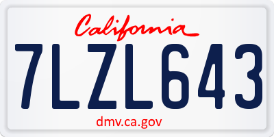 CA license plate 7LZL643