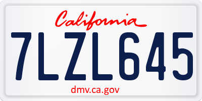 CA license plate 7LZL645