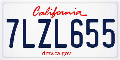 CA license plate 7LZL655
