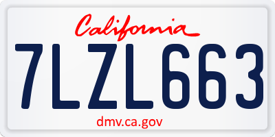 CA license plate 7LZL663