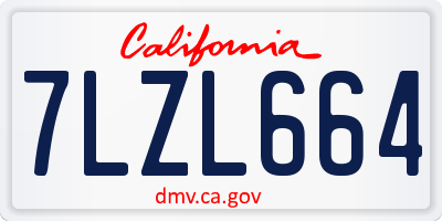 CA license plate 7LZL664