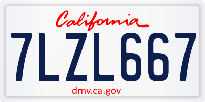 CA license plate 7LZL667
