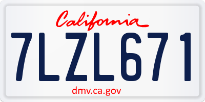 CA license plate 7LZL671