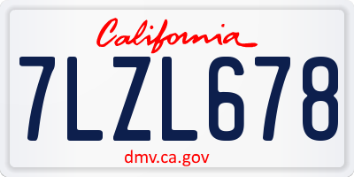 CA license plate 7LZL678