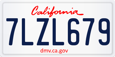 CA license plate 7LZL679