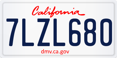 CA license plate 7LZL680