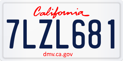 CA license plate 7LZL681