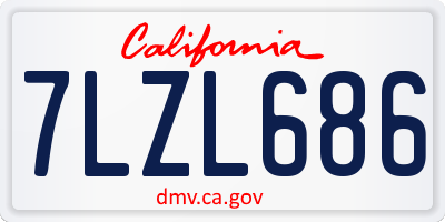 CA license plate 7LZL686