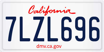 CA license plate 7LZL696