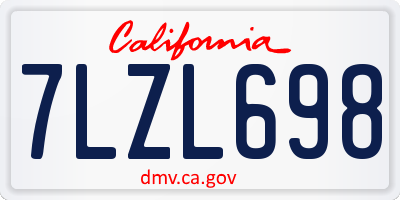 CA license plate 7LZL698