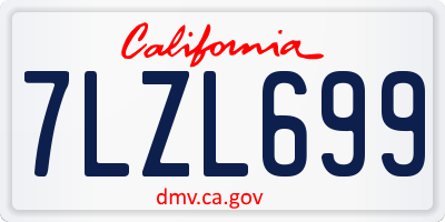 CA license plate 7LZL699
