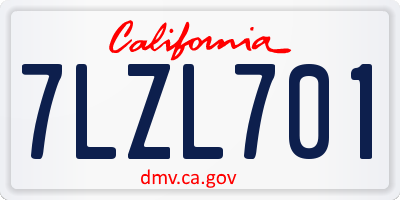 CA license plate 7LZL701